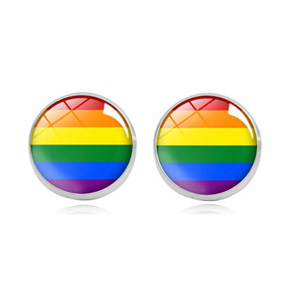 LGBTQ Gay Pride Stud Earring, Rainbow Gay Pride Earring, Statement Pride Earring, Gift for her, Gift for Girlfriend
