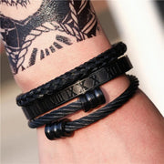 Fashion Mens Bracelet,Black or Gold Mens Titanium Steel Fashion Stretch Bracelet, Gift for Him