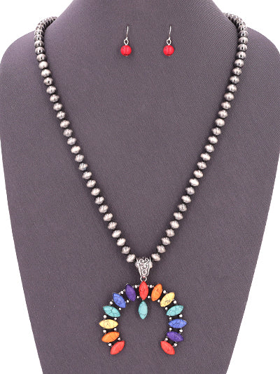 Squash Blossom Fashion Western Single Chain Necklace, Rainbow Pendant Necklace Set, Gift for LGBTQ