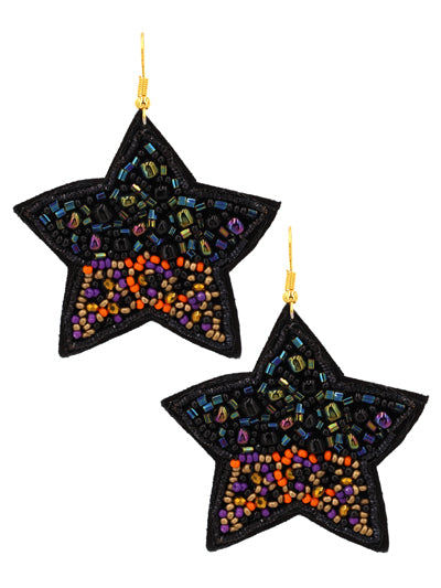 Halloween Earrings, Beaded Halloween Star Earrings, Fish Hook Earrings, Gift for Her, Gift for Holiday