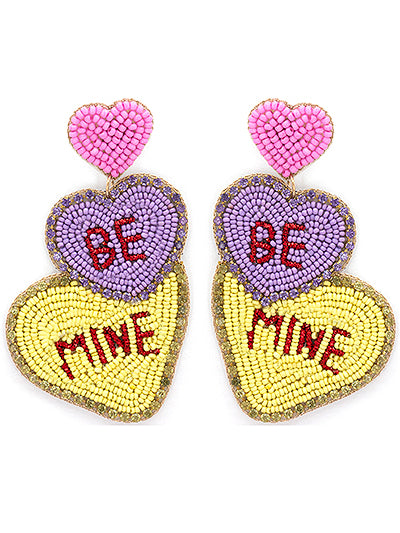 Fashion Be Mine Heart Bead Seed Earring Set, Valentines Bead Seed Earring ,Gift for Her, Best Seller