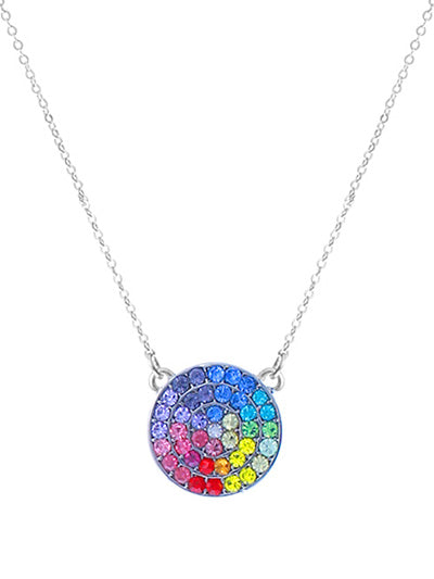 LGBTQ Gay Pride Round Pendant Necklace, Rainbow Statement Necklace,Gift for Girlfriend