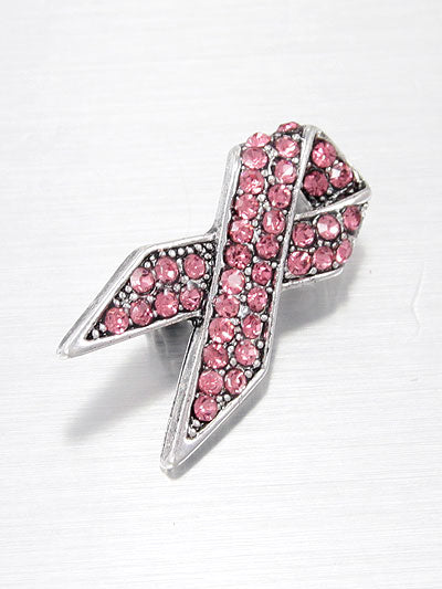 Pink Post Ribbon Breast Cancer Awareness Brooch