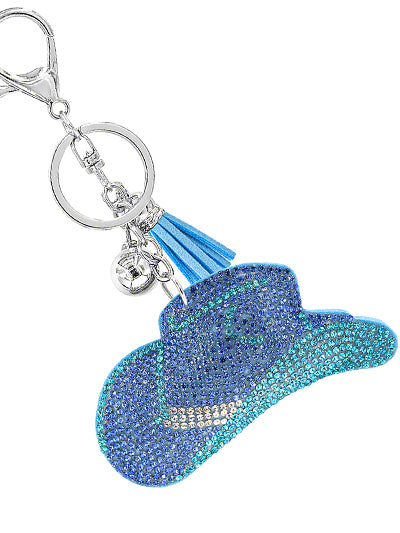 Fashion Western Cowboy Hat Keychain, Light Blue Color Womens Western Cowboy Hat Keychain, Gift for Her
