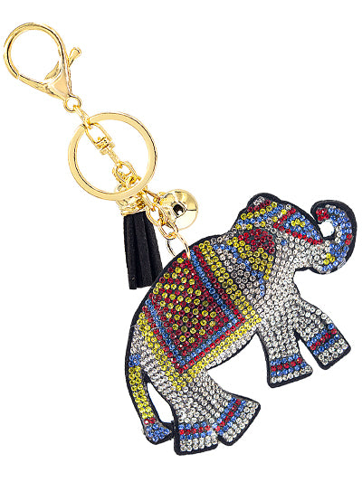 Elephant Rhinestone Keychain, Gift for Her, Red Elephant Tassel Keychain, Ethnic Elephant Bag Chain Gift for Mom, Soror Gift