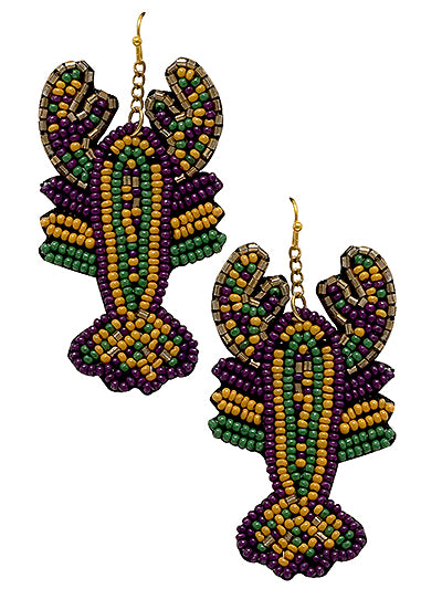 Womens Fashion Sealife Lobster Mardi Gras Earrings, Gift For Her