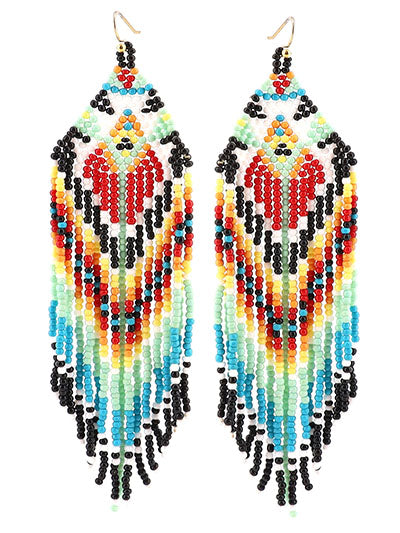 Western Style Bead Seed Geometric Earrings, Gift for Her