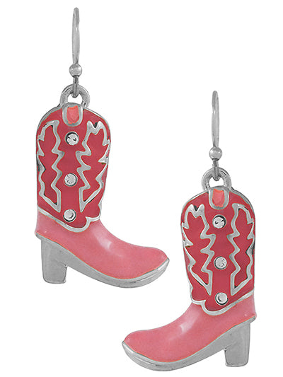 Fashion Western Cowboy Boot Earrings, Pink Womens Western Cowboy Boot 3D Epoxy Earrings, Gift for Her