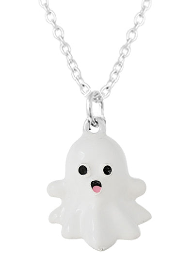 Halloween Ghost Necklace, 3D White Ghost Epoxy Pendant Necklace, Gift for Her, Gift for Holiday