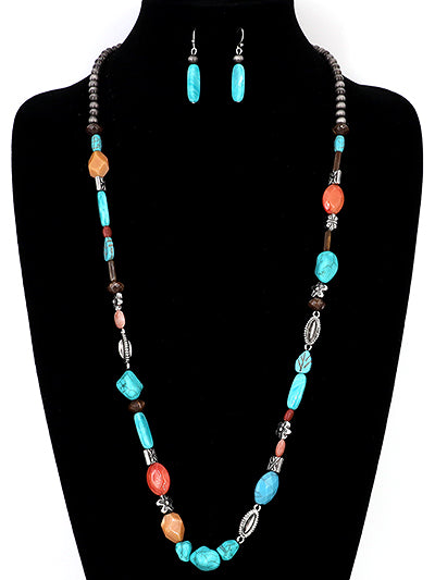 Fashion Western Mix Turquoise Necklace, Turquoise Womens Necklace Set, Western Jewelry