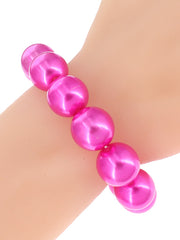 Womens Pink Stackable Beads Bracelet, Womens Plastic Pearl Bracelet, Gift for Soror