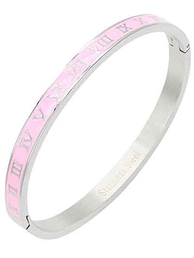 Womens Fashion Pink Hinged Bangle Stainless Steel Bracelet, Gift For Her