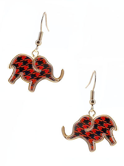 Gold Tone Elephant Houndstouth Elephant Earrings Set, Gift for Soror