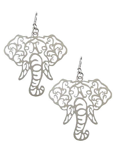 Silver Elephant Cut Out Elephant Earrings Set, Gift for Soror