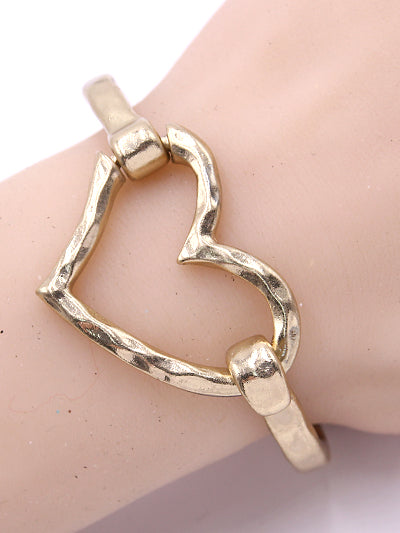 Fashion Gold Tone Heart Hook Bracelet, Valentines Womens Gold Bracelet ,Gift for Her, Best Seller
