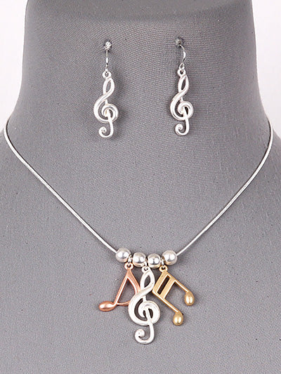 Multi Color Teble Clef Note Necklace Set, Statement Jewelry, Gift for Her, Gift for Girlfriend