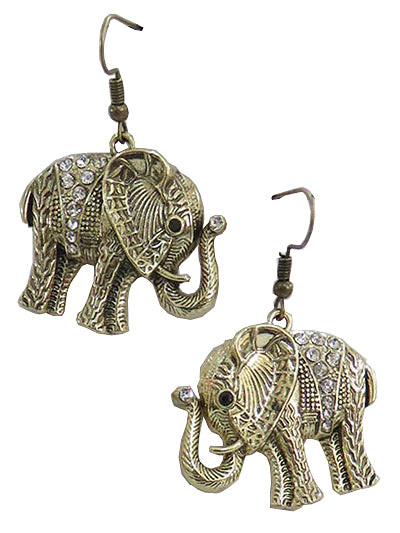 Womens Gold Fashion Studded Elephant Earrings, Gift for Her, Gift for Soror