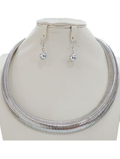 Womens Fashion Silver Plated Metal Chain Necklace Set, Gift for Her