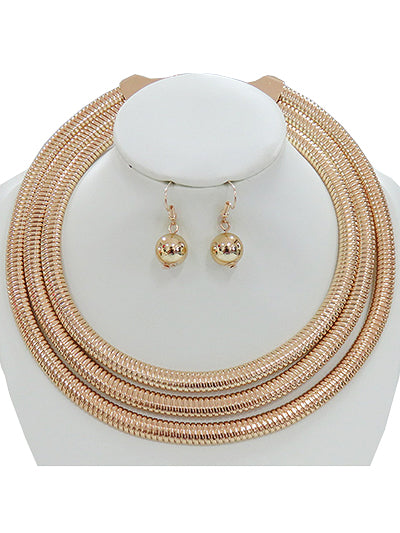 Womens Fashion Gold Plated Metal Layered Chain Necklace Set, Gift for Her