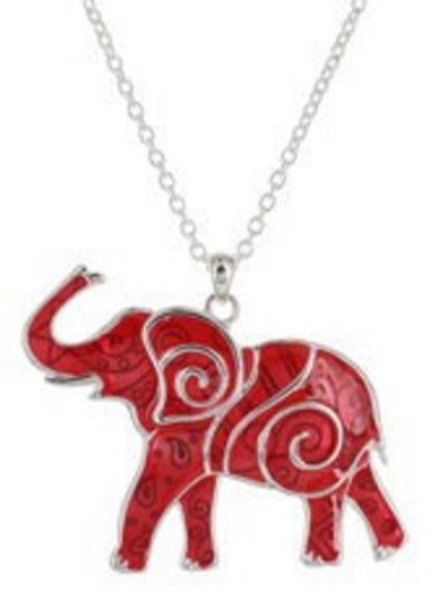 Elephant Epoxy Red Charm Necklace Elephant Necklace, Gift for Her