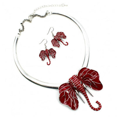 Elephant Necklace, Gift for Her, Red Elephant Trunk Necklace, Elephant Necklace, Gift for Soror