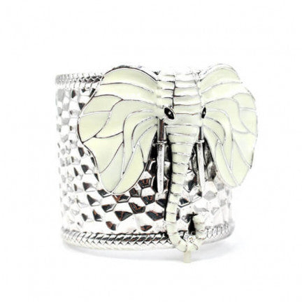 Elephant Cuff Bracelet,White Trunk Elephant Bracelet, Ethnic Adjustable Bracelet, Gift for Her