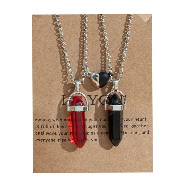 Fashion Gem Water Droplets Red and Black Inland Gemstone Womens Necklace Set
