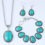 Fashion Turquoise Necklace and Earrings, Western Turquoise Western Boho Heart Bohemian Set