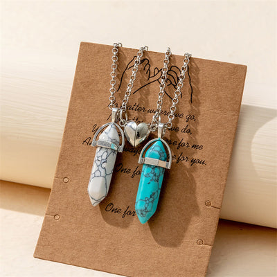 Fashion Gem Water Droplets Turquoise and White Inland Gemstone Womens Necklace Set
