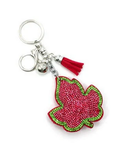 Womens Fashion Pink and Green Leaf Keychain, Gift for Soror