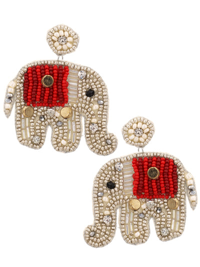 Womens Fashion Beaded Elephant Earrings, Gift for Her, Gift for Soror