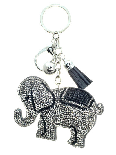 Womens Fashion Black Elephant Rhinestone Key Chain