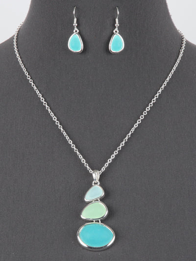 Fashion Turquoise Necklace, Sea Glass Womens Necklace Turquoise Set