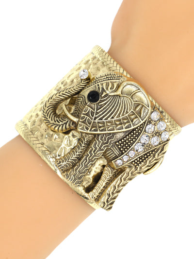 Womens Fashion Gold Stone Elephant Stone Cuff Bracelet, Gift For Her