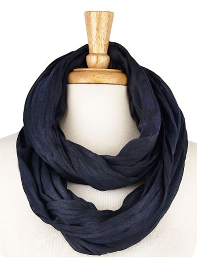 Dark Blue Solid Infinity Polyester Scarf Womens Fashion Shawl Scarf Gift for Her