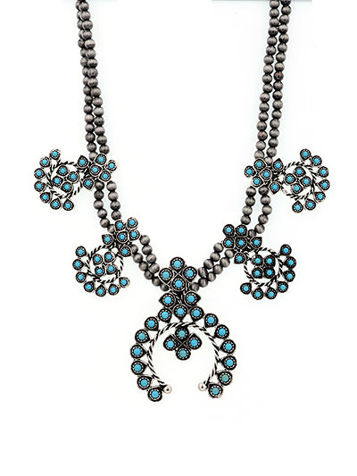 Fashion Western Turquoise Necklace, Turquoise Zuni Style Womens Necklace Set