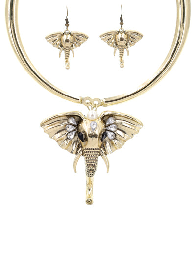 Elephant Antique Pendant Choker, Gift for her, Vintage Gold Tone Elephant Choker, Ethnic Necklace, Gift for Her, Gift for Mom, Soror Gift