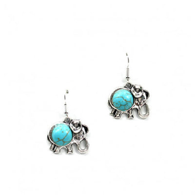 Fashion Turquoise Earrings, Elephant Turquoise Western Drop Turquoise Earring Set