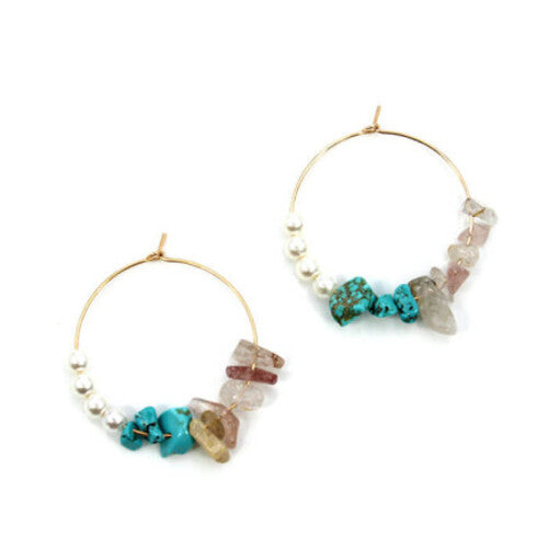 Fashion Western Turquoise Earring,Turquoise Beads Hoop Womens Earring