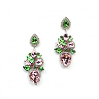 Pink and Green Stone Vintage Dangling Drop Earring, Gift for Soror