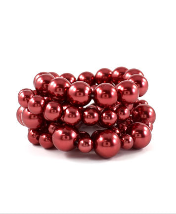 Red Plastic Multi Strand Pearl Bracelet