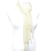 Cream Pearl Tie Chunky Necklace Set