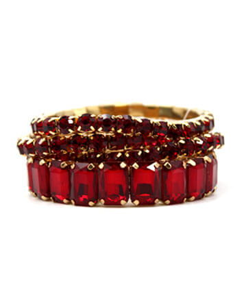 Womens Fashion Red Glass Stone Multi Bracelet