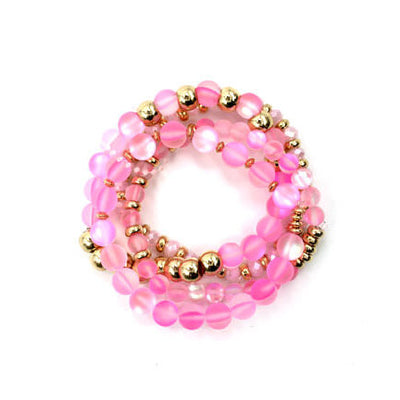 Pink Pearl Glass Beads Stretch Bracelet