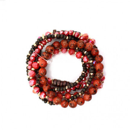 Womens Fashion Red Glass Beads Stretch , Valentines Day, Mothers Day GIft