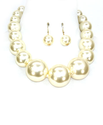 Cream Pearl 30 MM Plastic Pearl Necklace Set
