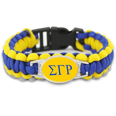 Sigma Gamma Rho Yellow and Blue Survival Paracord Bracelet