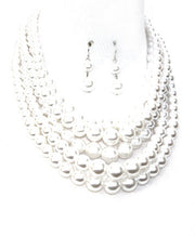 Multi Color Option 5 Layered Pearl Necklace Set - Beads Selavie