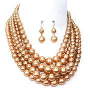 Multi Color Option 5 Layered Pearl Necklace Set - Beads Selavie