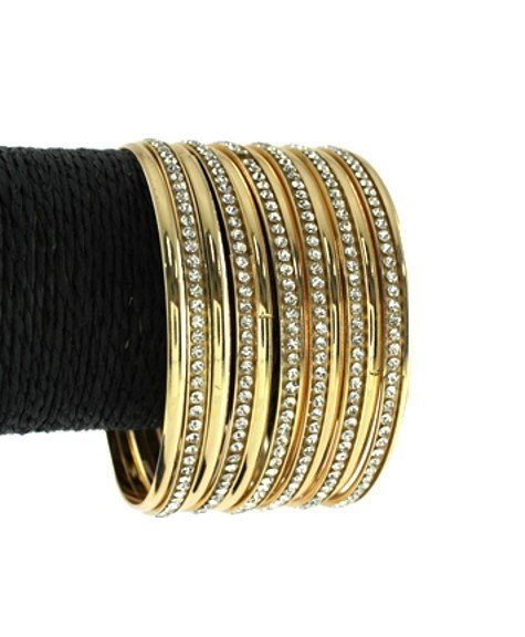 Gold plated Metal Multi piece Bracelet - Beads Selavie